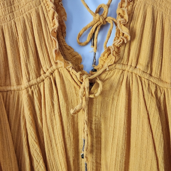 Free People Antoniette Boho Mini Dress in Marigold Glow Size Large - Picture 6 of 12